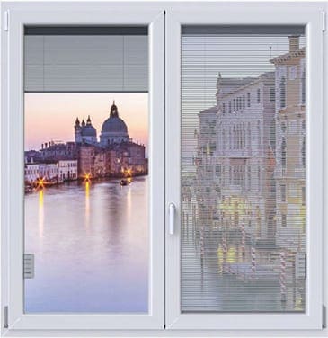 Window with venetian blinds